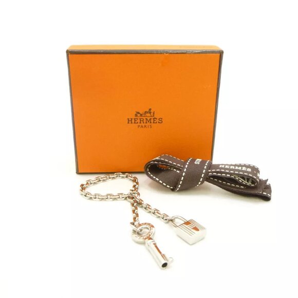 Authentic HERMES Cadena Motif Chain Type Silver Tone Scarves Ring - Picture 1 of 11